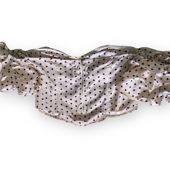 PrettyLittleThing Plus Cream Polka Dot Ruffle Puff Sleeves Crop Top Woman’s 18 - Picture 5 of 13